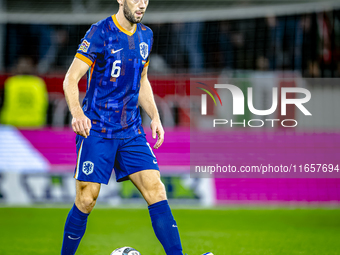 Netherlands defender Stefan de Vrij plays during the match between Hungary and the Netherlands at the Puskas Arena for the UEFA Nations Leag...