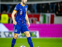 Netherlands defender Stefan de Vrij plays during the match between Hungary and the Netherlands at the Puskas Arena for the UEFA Nations Leag...