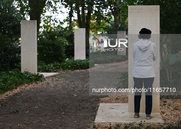 BAYEUX, FRANCE - OCTOBER 11: 
A view of the newly inaugurated memorial stele on October 10, honoring journalists who were killed in the line...