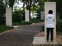 BAYEUX, FRANCE - OCTOBER 11: 
A view of the newly inaugurated memorial stele on October 10, honoring journalists who were killed in the line...