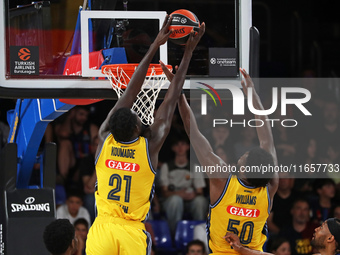 Christ Koumadje and Trevion Williams play during the match between FC Barcelona and Alba Berlin, corresponding to week 2 of the Turkish Airl...