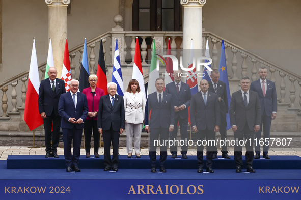 Participants of the Arraiolos Group meeting (L-R) Hungary's President Tamas Sulyok, Germany's President Frank-Walter Steinmeier, Slovenia's...