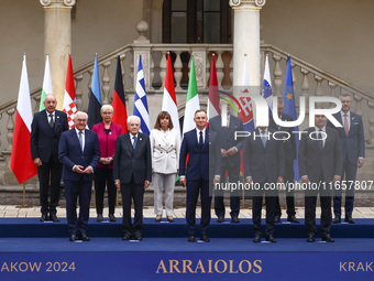 Participants of the Arraiolos Group meeting (L-R) Hungary's President Tamas Sulyok, Germany's President Frank-Walter Steinmeier, Slovenia's...