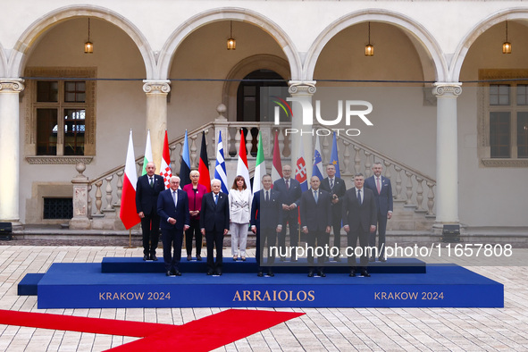 Participants of the Arraiolos Group meeting (L-R) Hungary's President Tamas Sulyok, Germany's President Frank-Walter Steinmeier, Slovenia's...