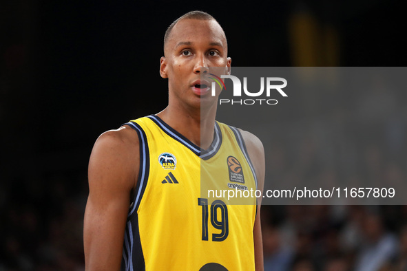 Louis Olinde plays during the match between FC Barcelona and Alba Berlin, corresponding to week 2 of the Turkish Airlines Euroleague, at the...