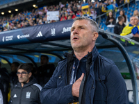 Head coach Serhiy Rebrov is standing during the  UEFA Nations League 2024 League B Group B1 match between Ukraine and Georgia , at the Pozna...