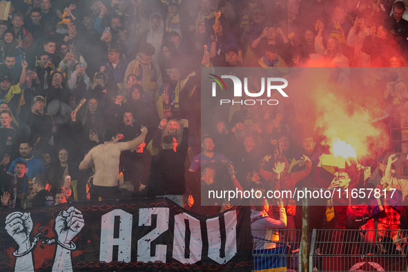 Ukrainian fans  during the  UEFA Nations League 2024 League B Group B1 match between Ukraine and Georgia , at the Poznan Arena in Poznan, Po...