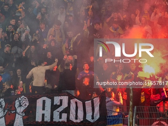 Ukrainian fans  during the  UEFA Nations League 2024 League B Group B1 match between Ukraine and Georgia , at the Poznan Arena in Poznan, Po...