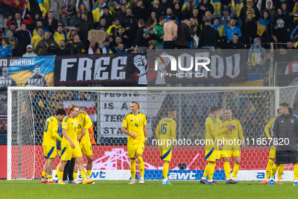 Ukrainian team after winning  the  UEFA Nations League 2024 League B Group B1 match between Ukraine and Georgia , at the Poznan Arena in Poz...