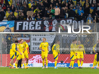 Ukrainian team after winning  the  UEFA Nations League 2024 League B Group B1 match between Ukraine and Georgia , at the Poznan Arena in Poz...