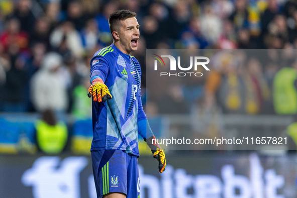 Anatoliy Trubin is playing  during the  UEFA Nations League 2024 League B Group B1 match between Ukraine and Georgia , at the Poznan Arena i...