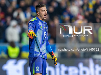 Anatoliy Trubin is playing  during the  UEFA Nations League 2024 League B Group B1 match between Ukraine and Georgia , at the Poznan Arena i...