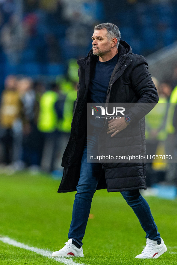 Willy Sagnol is looking  during the  UEFA Nations League 2024 League B Group B1 match between Ukraine and Georgia , at the Poznan Arena in P...