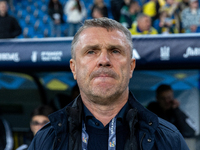 Head coach Serhiy Rebrov is looking during the  UEFA Nations League 2024 League B Group B1 match between Ukraine and Georgia , at the Poznan...