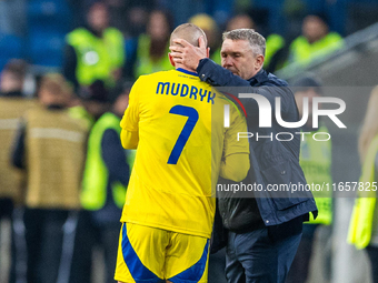 Mykhailo Mudryk and head coach Serhiy Rebrov during the  UEFA Nations League 2024 League B Group B1 match between Ukraine and Georgia , at t...