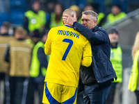 Mykhailo Mudryk and head coach Serhiy Rebrov during the  UEFA Nations League 2024 League B Group B1 match between Ukraine and Georgia , at t...