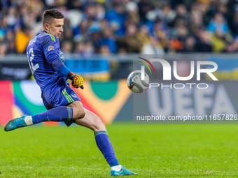 Anatoliy Trubin is playing  during the  UEFA Nations League 2024 League B Group B1 match between Ukraine and Georgia , at the Poznan Arena i...