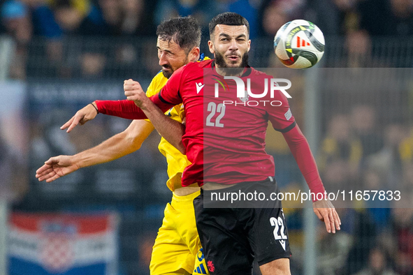 Georgiy Sudakov and Georges Mikautadze are playing  during the  UEFA Nations League 2024 League B Group B1 match between Ukraine and Georgia...