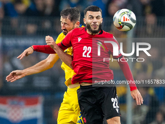 Georgiy Sudakov and Georges Mikautadze are playing  during the  UEFA Nations League 2024 League B Group B1 match between Ukraine and Georgia...