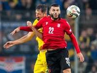 Georgiy Sudakov and Georges Mikautadze are playing  during the  UEFA Nations League 2024 League B Group B1 match between Ukraine and Georgia...