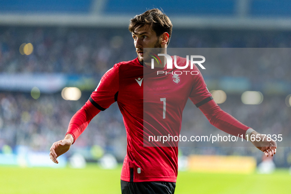 Khvicha Kvaratskhelia is playing  during the  UEFA Nations League 2024 League B Group B1 match between Ukraine and Georgia , at the Poznan A...