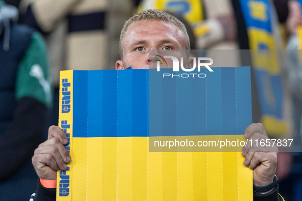 Ukrainian fan during the  UEFA Nations League 2024 League B Group B1 match between Ukraine and Georgia , at the Poznan Arena in Poznan, Pola...