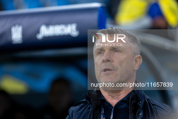 Head coach Serhiy Rebrov is looking during the  UEFA Nations League 2024 League B Group B1 match between Ukraine and Georgia , at the Poznan...