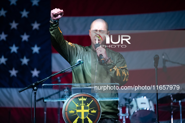 Sean Moon at the Rod of Iron Festival in Greeley, Pennsylvania, on October 11, 2024, where a showing of the documentary ''Flynn'' was held. 