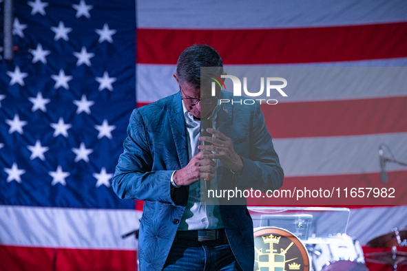 Michael Flynn at the Rod of Iron Festival in Greeley, Pennsylvania, on October 11, 2024, where a showing of the documentary ''Flynn'' was he...