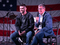 Michael Flynn, Michael Flynn Jr. at the annual Rod of Iron Festival in Greeley, Pennsylvania, on October 11, 2024, where a showing of the do...