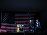 Michael Flynn, Michael Flynn Jr. at the annual Rod of Iron Festival in Greeley, Pennsylvania, on October 11, 2024, where a showing of the do...