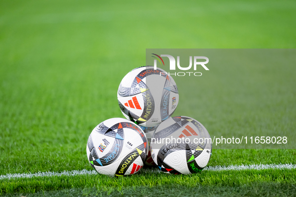 Adidas Official UEFA Nations League matchballs during the UEFA Nations League 2024/25 League A Group A2 match between Italy and Belgium at S...