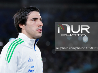 Sandro Tonali of Italy looks on during the UEFA Nations League 2024/25 League A Group A2 match between Italy and Belgium at Stadio Olimpico...