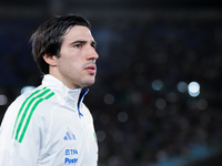 Sandro Tonali of Italy looks on during the UEFA Nations League 2024/25 League A Group A2 match between Italy and Belgium at Stadio Olimpico...