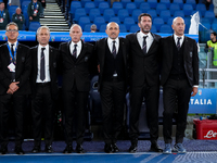 Luciano Spalletti head coach of Italy sings national anthem with Gianluigi Buffon during the UEFA Nations League 2024/25 League A Group A2 m...