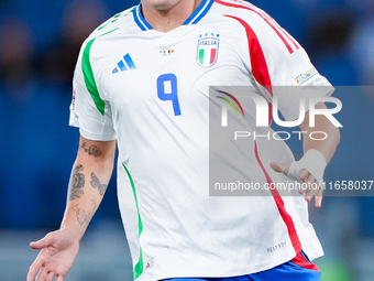 Matteo Retegui of Italy reacts during the UEFA Nations League 2024/25 League A Group A2 match between Italy and Belgium at Stadio Olimpico o...