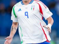 Matteo Retegui of Italy reacts during the UEFA Nations League 2024/25 League A Group A2 match between Italy and Belgium at Stadio Olimpico o...