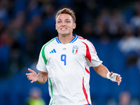 Matteo Retegui of Italy reacts during the UEFA Nations League 2024/25 League A Group A2 match between Italy and Belgium at Stadio Olimpico o...