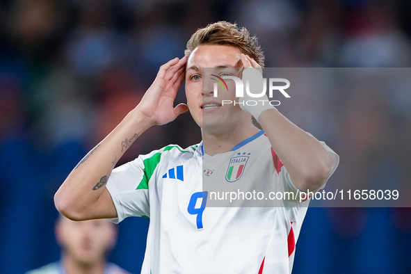 Matteo Retegui of Italy looks dejected during the UEFA Nations League 2024/25 League A Group A2 match between Italy and Belgium at Stadio Ol...