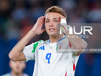 Matteo Retegui of Italy looks dejected during the UEFA Nations League 2024/25 League A Group A2 match between Italy and Belgium at Stadio Ol...