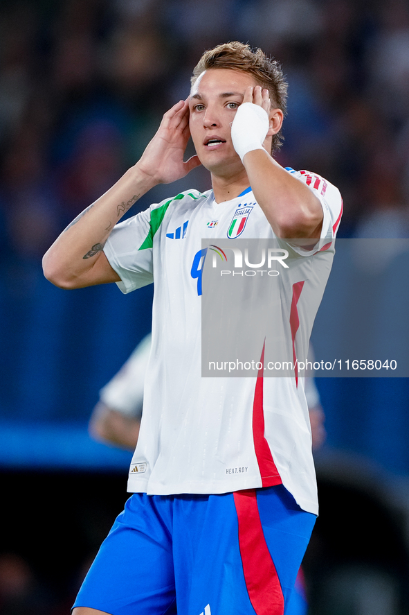 Matteo Retegui of Italy looks dejected during the UEFA Nations League 2024/25 League A Group A2 match between Italy and Belgium at Stadio Ol...