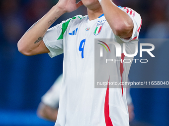 Matteo Retegui of Italy looks dejected during the UEFA Nations League 2024/25 League A Group A2 match between Italy and Belgium at Stadio Ol...