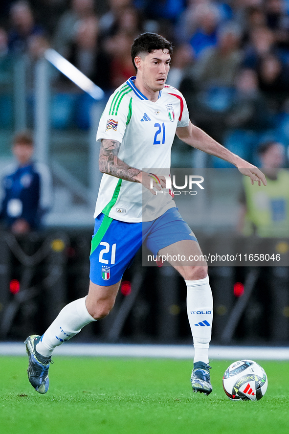 Alessandro Bastoni of Italy during the UEFA Nations League 2024/25 League A Group A2 match between Italy and Belgium at Stadio Olimpico on O...