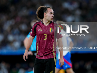 Arthur Theate of Belgium looks on during the UEFA Nations League 2024/25 League A Group A2 match between Italy and Belgium at Stadio Olimpic...