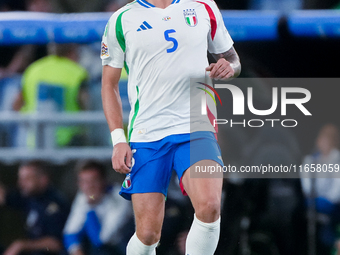 Riccardo Calafiori of Italy during the UEFA Nations League 2024/25 League A Group A2 match between Italy and Belgium at Stadio Olimpico on O...