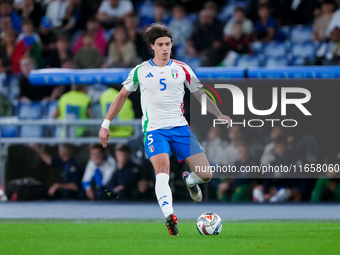 Riccardo Calafiori of Italy during the UEFA Nations League 2024/25 League A Group A2 match between Italy and Belgium at Stadio Olimpico on O...