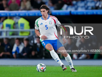 Riccardo Calafiori of Italy during the UEFA Nations League 2024/25 League A Group A2 match between Italy and Belgium at Stadio Olimpico on O...