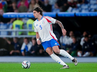 Riccardo Calafiori of Italy during the UEFA Nations League 2024/25 League A Group A2 match between Italy and Belgium at Stadio Olimpico on O...