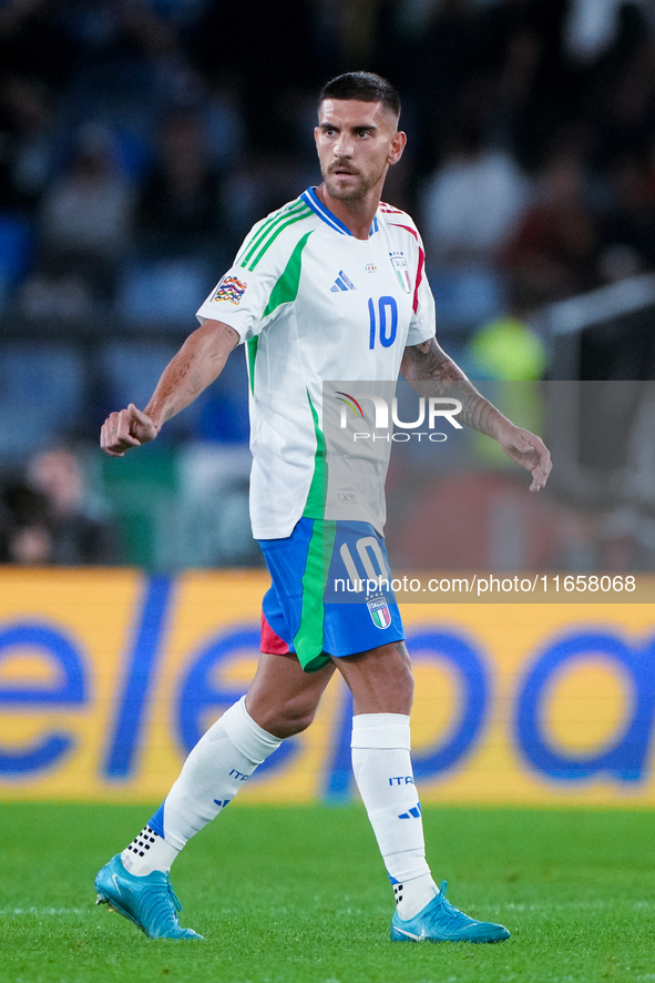 Lorenzo Pellegrini of Italy during the UEFA Nations League 2024/25 League A Group A2 match between Italy and Belgium at Stadio Olimpico on O...