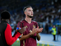 Zeno Debast of Belgium applauds his supporters during the UEFA Nations League 2024/25 League A Group A2 match between Italy and Belgium at S...